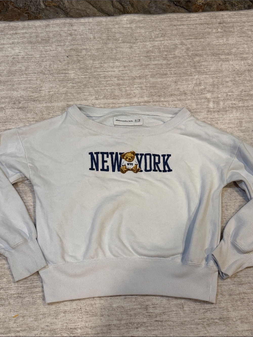 Abercrombie kids girls New York Embroidered Teddy Sweatshirt - White